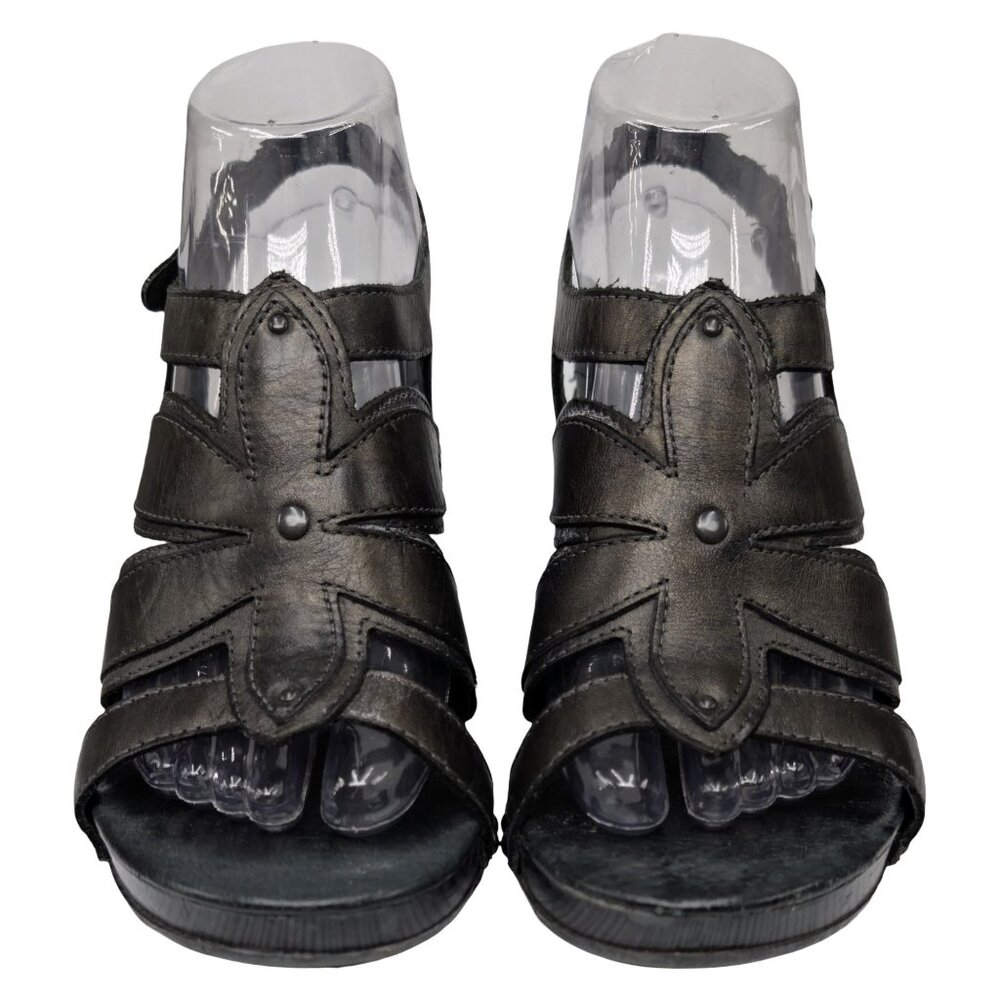 Dansko Nina Heeled Leather Sandals Womens Black Slingback 7707950200 Sz 38 / 7.5 - Picture 7 of 12